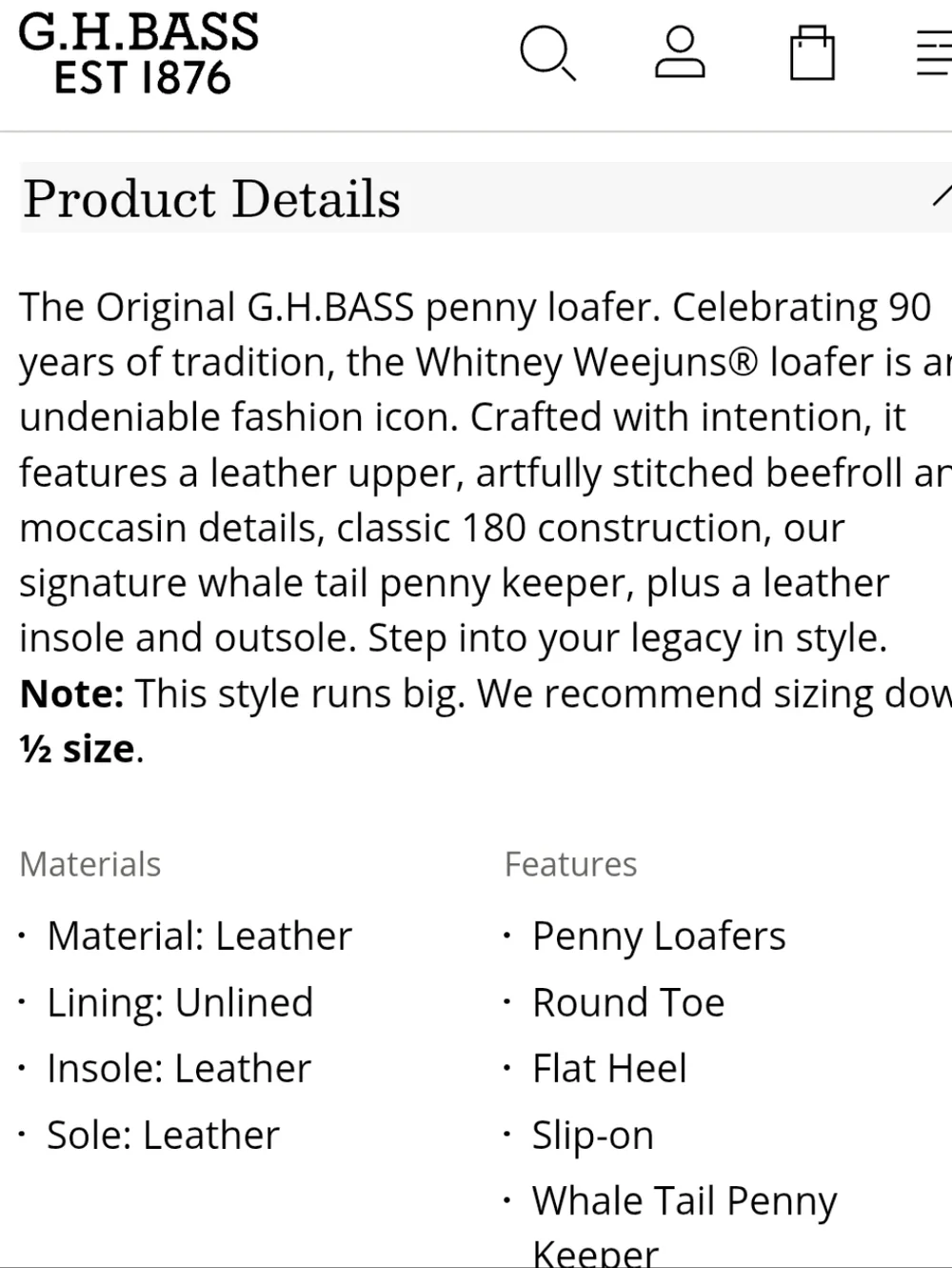 G. H Bass Weejuns Whitney Penny Loafers - Congac